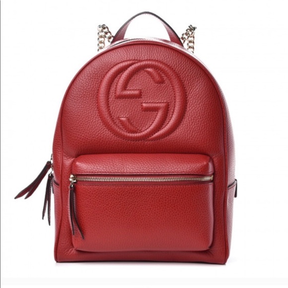 Gucci Handbags - Authentic Gucci Red Soho Chain Backpack